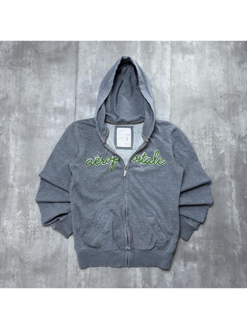 Y2K Gray Aeropostale Surf Grunge Skater Zip Up Hoodie